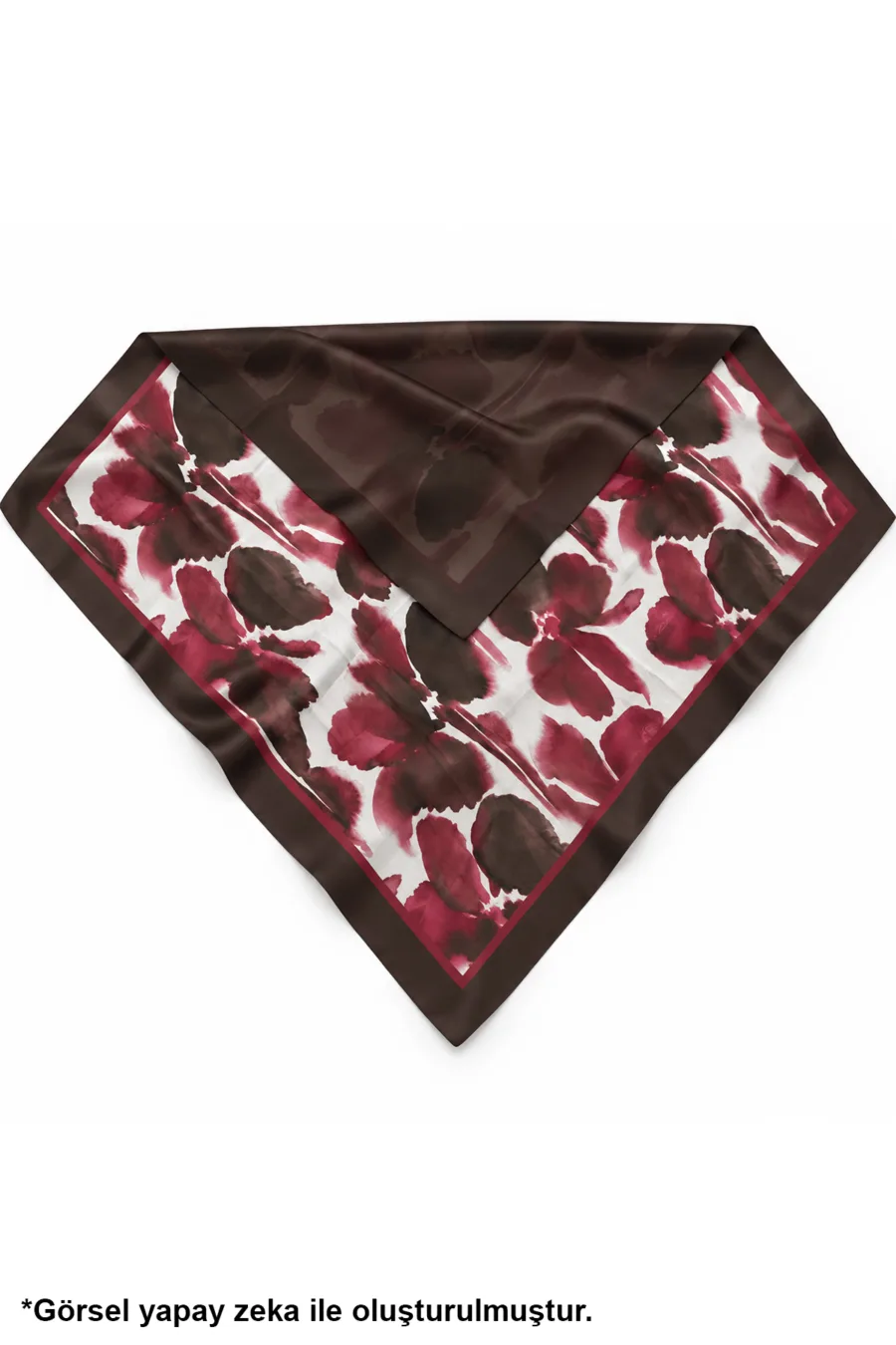Tarzını Seç Çift Taraflı Baskılı Fular 70 x 70 cm - Kahverengi Bordo