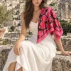 Tarzını Seç Çift Taraflı Baskılı Fular 70 x 70 cm - Fuşya Manolya