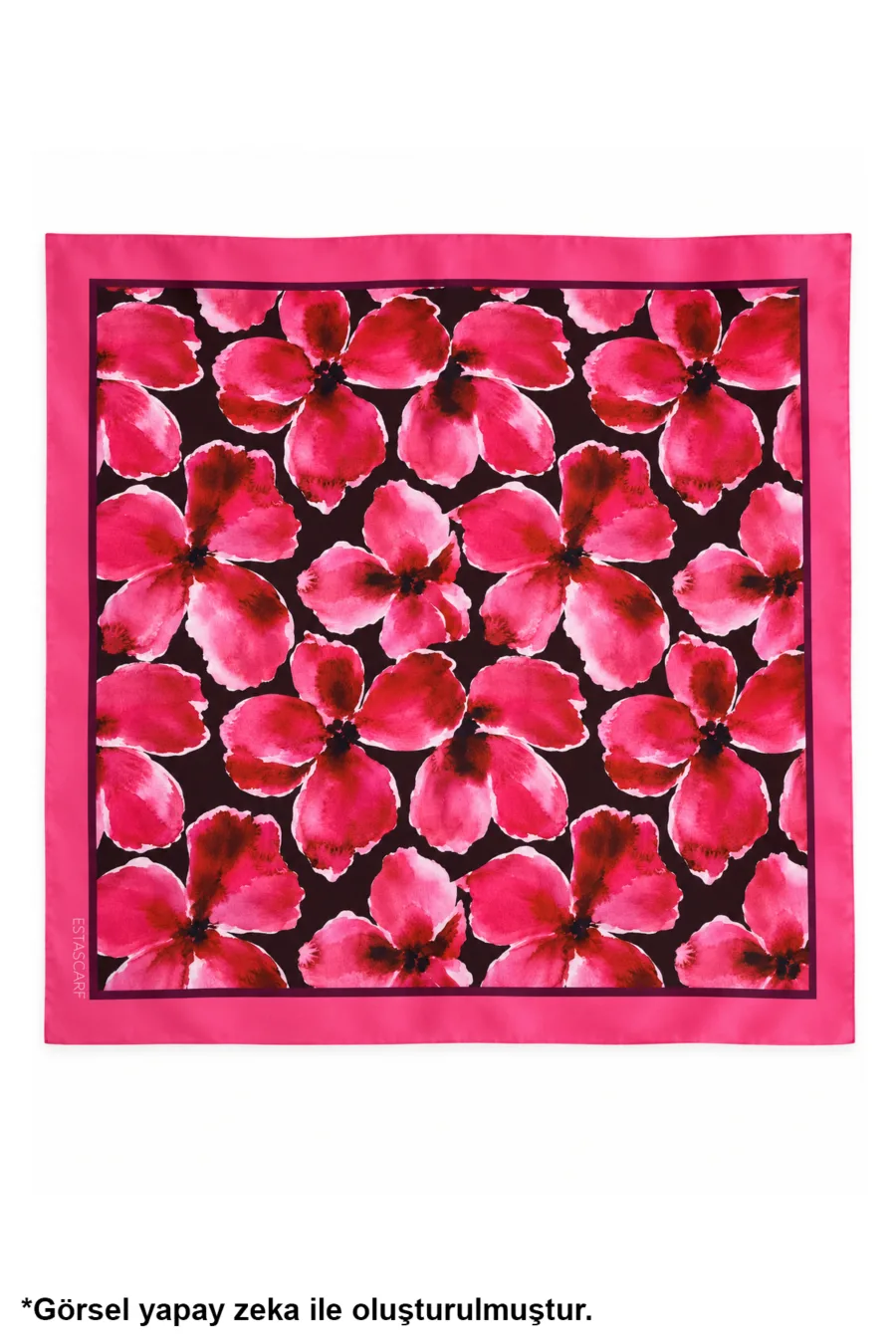 Tarzını Seç Çift Taraflı Baskılı Fular 70 x 70 cm - Fuşya Manolya