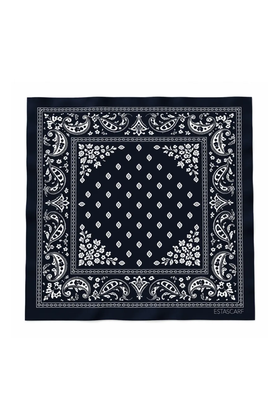 Tarzını Seç Desenli Fular 70 x 70 cm - Siyah Klasik