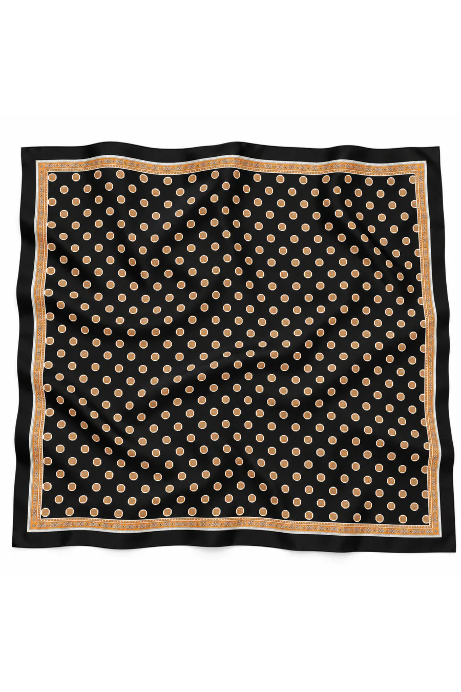 Tarzını Seç Desenli Fular 70 x 70 cm - Siyah Turuncu
