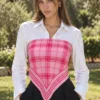 Tarzını Seç Çift Taraflı Baskılı Fular 70 x 70 cm - Pembe Ekose
