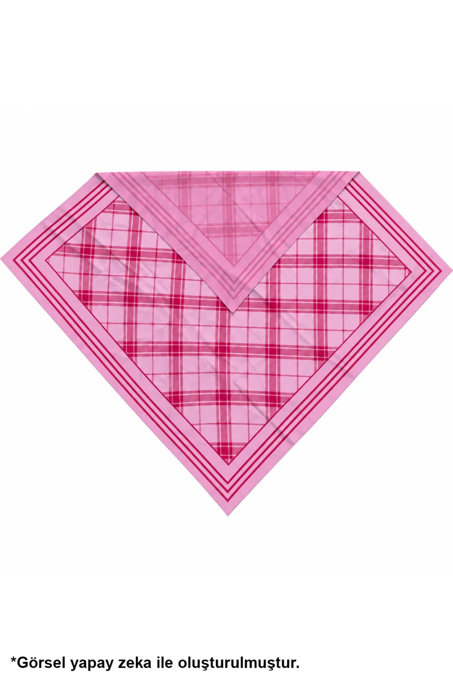 Tarzını Seç Çift Taraflı Baskılı Fular 70 x 70 cm - Pembe Ekose
