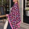 Tarzını Seç Bordo Geometrik Kare Desenli Yumoş Polar Kışlık Şal Atkı 70 x 180 cm