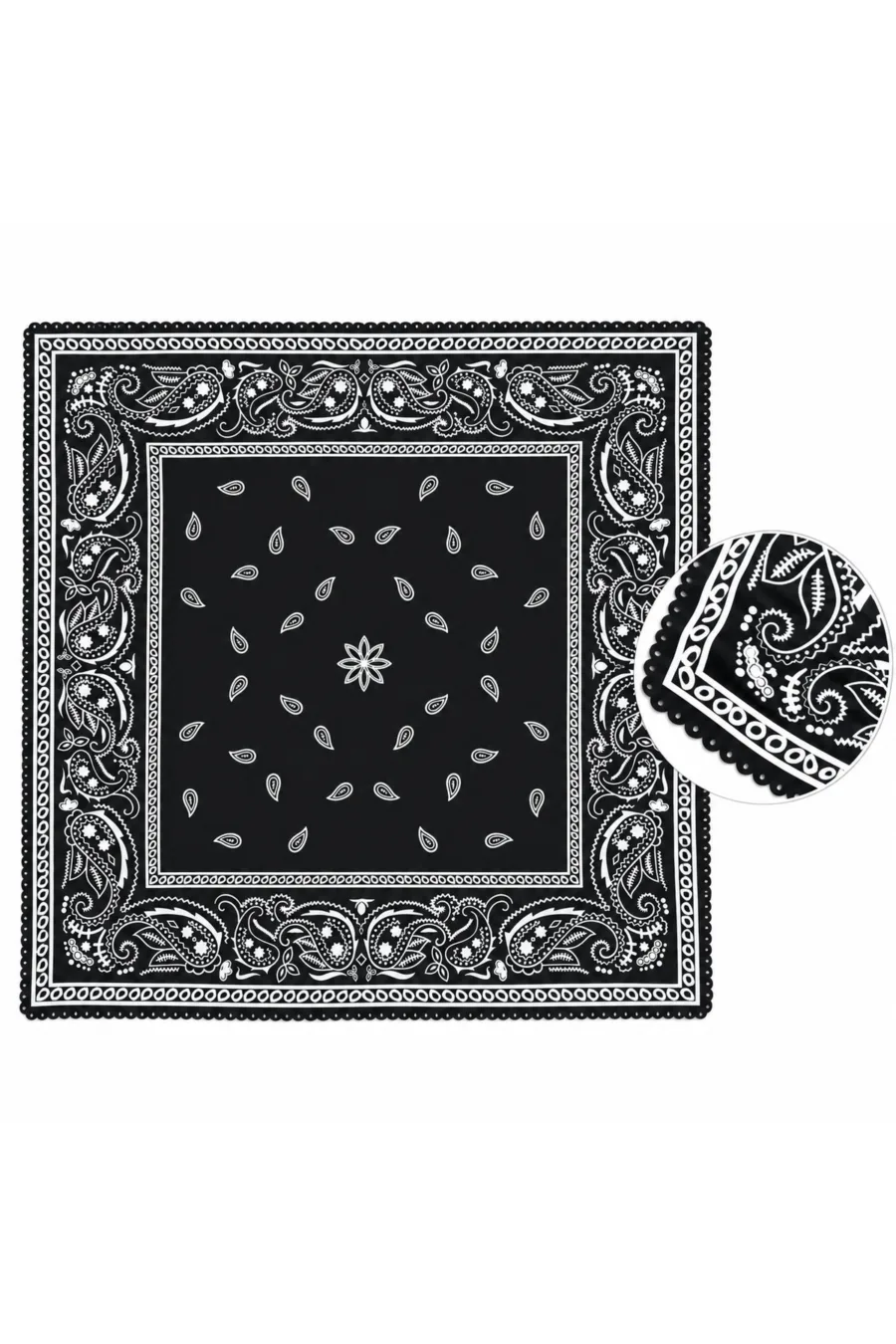 Tarzını Seç Desenli Dantel Oya Kesim Fular / Bandana 70 x 70 cm - Siyah Klasik