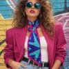 Tarzını Seç Seksenler Neon Ritim Geometrik Desenli Kravat / Eşarp / Fular 85x25cm