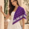 1_org_zoom-358 Tarzını Seç Desenli Dantel Oya Kesim Fular / Bandana 70 x 70 cm - Mor Papatya