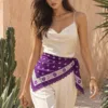 1_org_zoom-359 Tarzını Seç Desenli Dantel Oya Kesim Fular / Bandana 70 x 70 cm - Mor Papatya