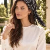 1_org_zoom-367 Tarzını Seç Desenli Dantel Oya Kesim Fular / Bandana 70 x 70 cm - Siyah Gece