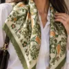 1_org_zoom-371 Tarzını Seç Desenli Dantel Oya Kesim Fular / Bandana 70 x 70 cm - Haki Anadolu