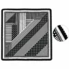 Tarzını Seç Desenli Dantel Oya Kesim Fular / Bandana 70 x 70 cm - Siyah Beyaz Geometrik