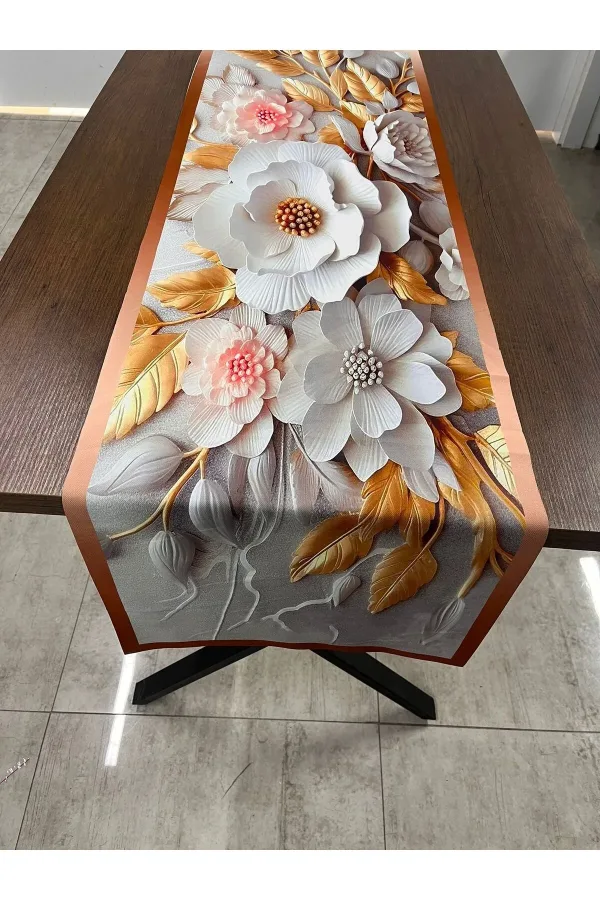 3 Boyutlu Çiçek Desenli Runner 40 X 140 3 Boyutlu Çiçek Desenli Runner 40 X 140
