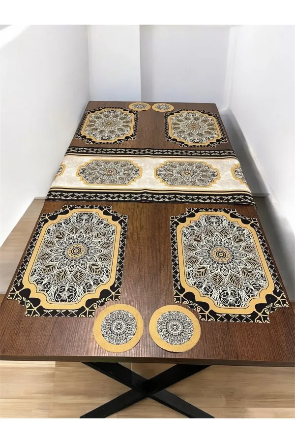 9 Parça Runner Ve Supla Seti Amerikan Servis Runner 40 X 140 Ve Bardak Altlığı