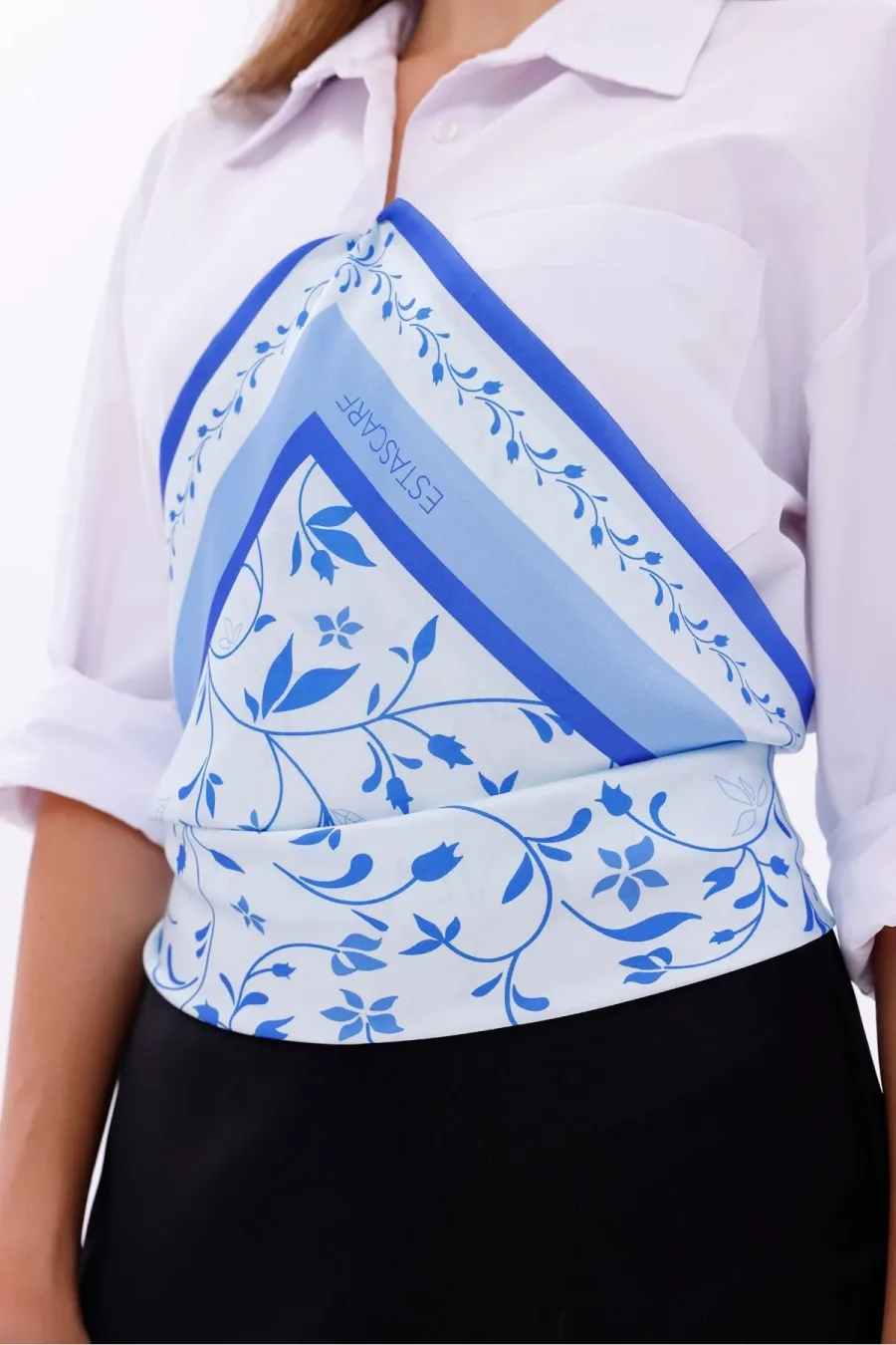 Akdeniz Dalları Model Fular Bandana Şal Estascarf 70x70 Cm