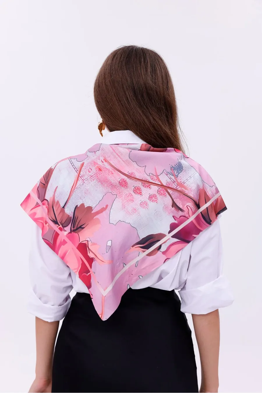 Aşk Çiçeği Model Fular Bandana Şal Estascarf 70x70 Cm