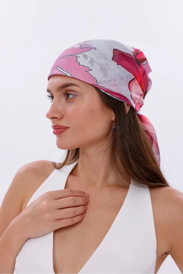 Aşk Çiçeği Model Fular Bandana Şal Estascarf 70x70 Cm
