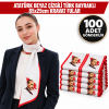 Atatürk Beyaz Çizgili Türk Bayraklı 85x25cm Kravat Fular 100'lü