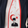 Atatürk Beyaz Kırmızı İmzalı Türk Bayraklı 85x25cm Kravat Fular 100'lü