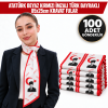 Atatürk Beyaz Kırmızı İmzalı Türk Bayraklı 85x25cm Kravat Fular 100'lü