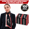 Atatürk Siyah Kırmızı Şeritli Atatürk Fotograflı ve İmzalı 85x25cm Kravat Fular 100'lü