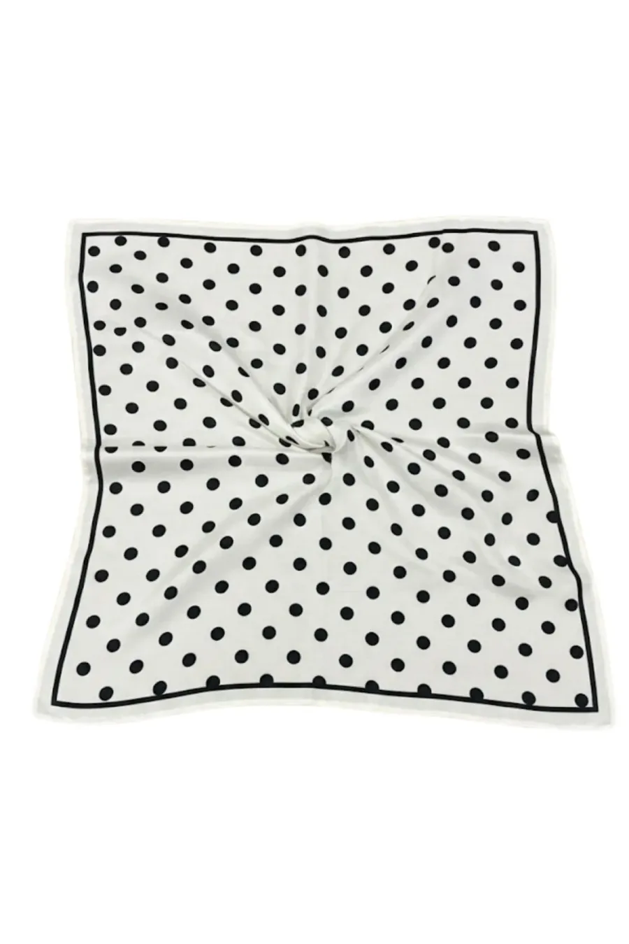 Beyaz Puantiyeli Fular Bandana Estascarf 48x48 Cm