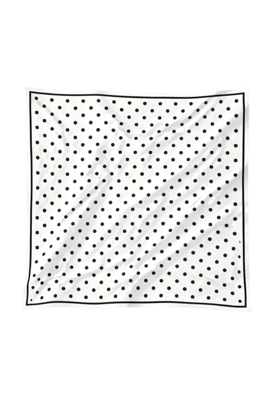 Beyaz Puantiyeli Fular Bandana Estascarf 48x48 Cm