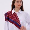 Bordo Mavi Zincir Desenli - Efes Model Fular Estascarf