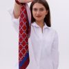 Bordo Mavi Zincir Desenli - Efes Model Fular Estascarf