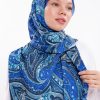 Gece Dalgaları Desenli Şifon Saten Şal - 70x170 cm
