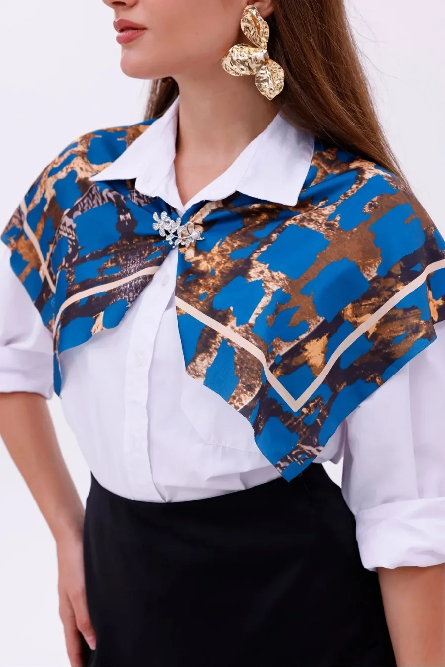 Gece Leoparı Model Fular Bandana Şal Estascarf 70x70 Cm