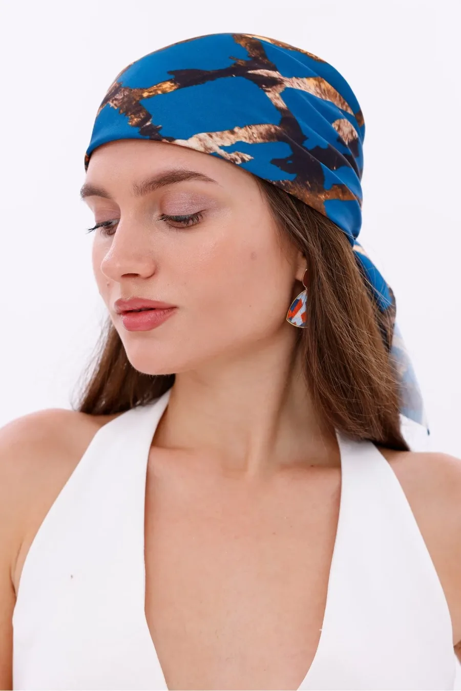 Gece Leoparı Model Fular Bandana Şal Estascarf 70x70 Cm