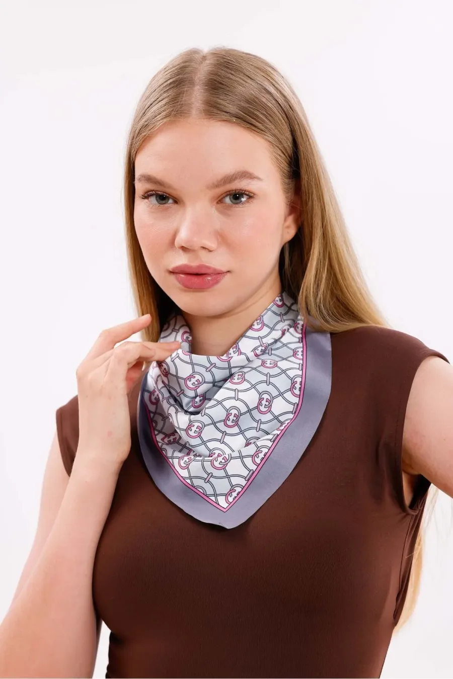 Gri Zarafet Model Fular Estascarf 48 x 48 Cm