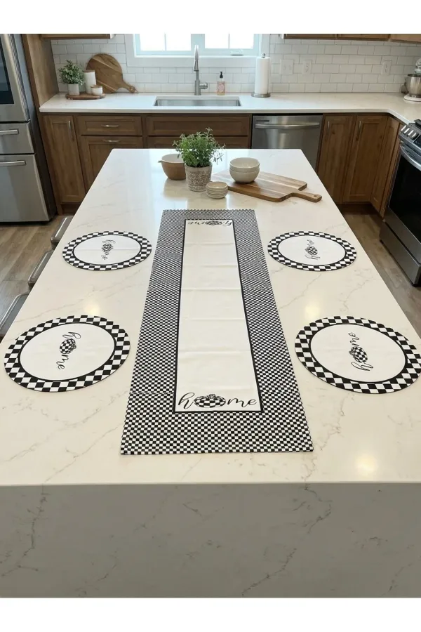 Home Desenli Desenli Runner & 4’lü Yuvarlak Supla Takım Home Desenli Desenli Runner & 4’lü Yuvarlak Supla Takım