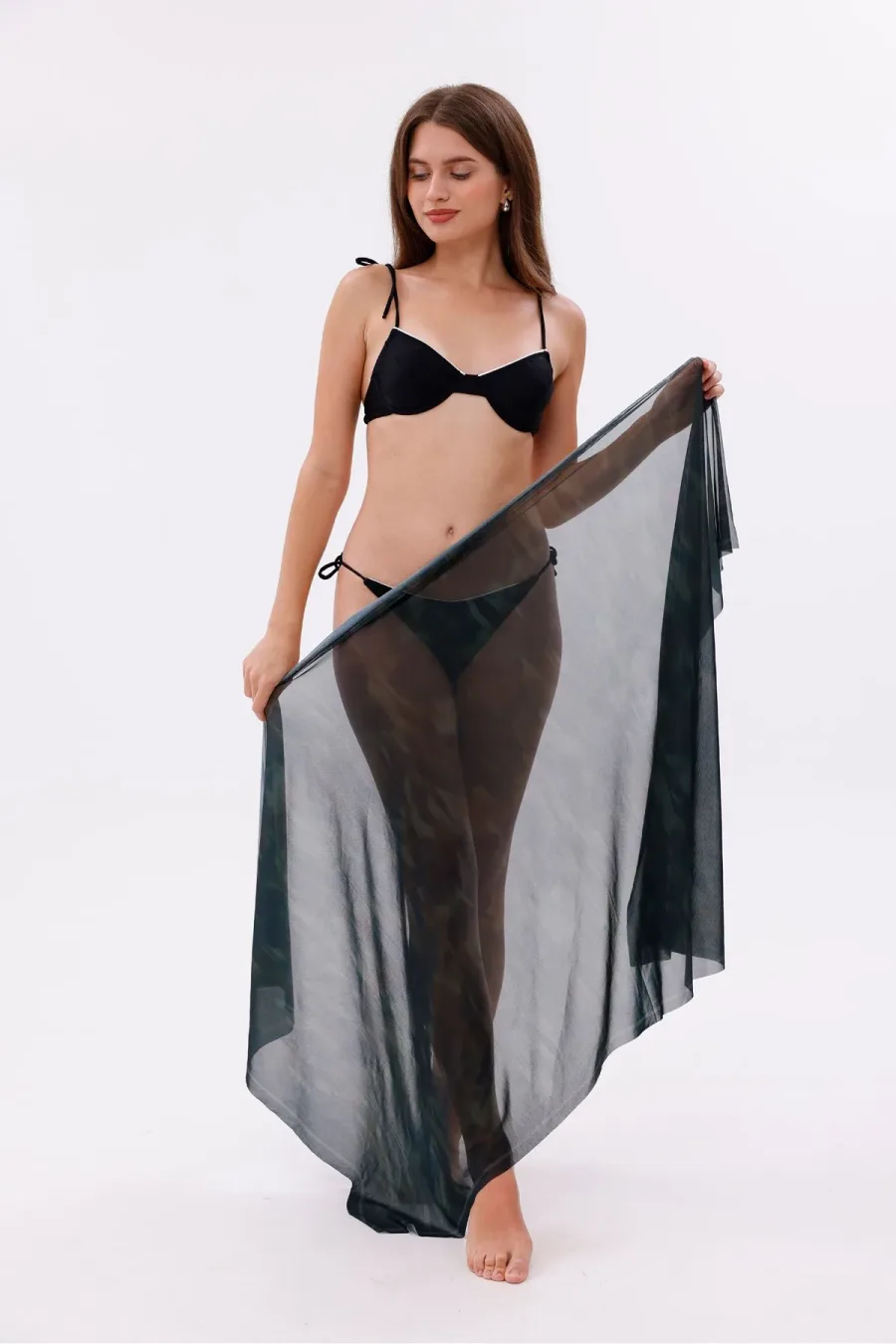 İç Gösterir Transparan Pareo - Gölgeli Zarafet Model 150x95 Cm