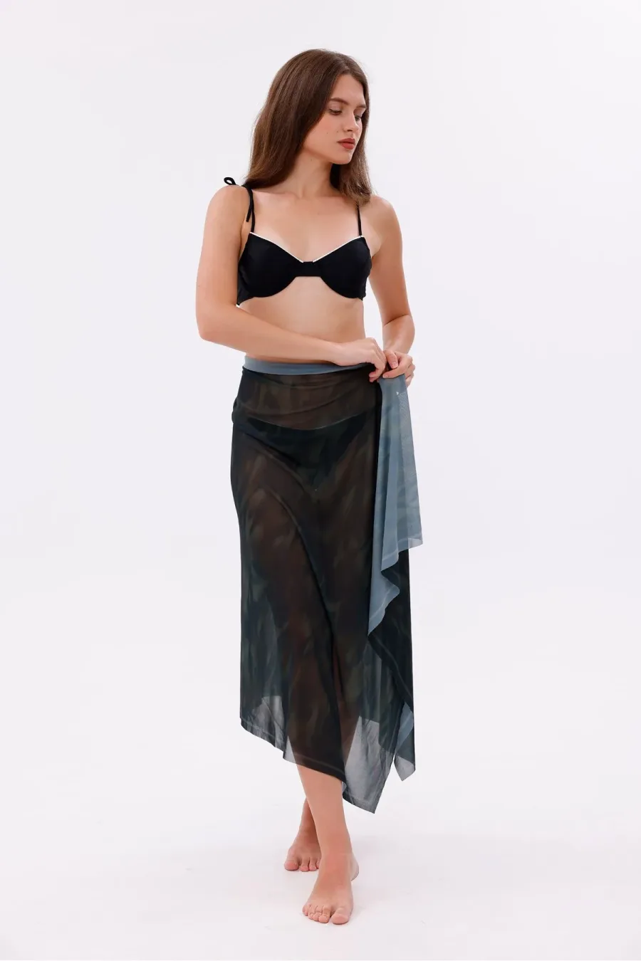 İç Gösterir Transparan Pareo - Gölgeli Zarafet Model 150x95 Cm
