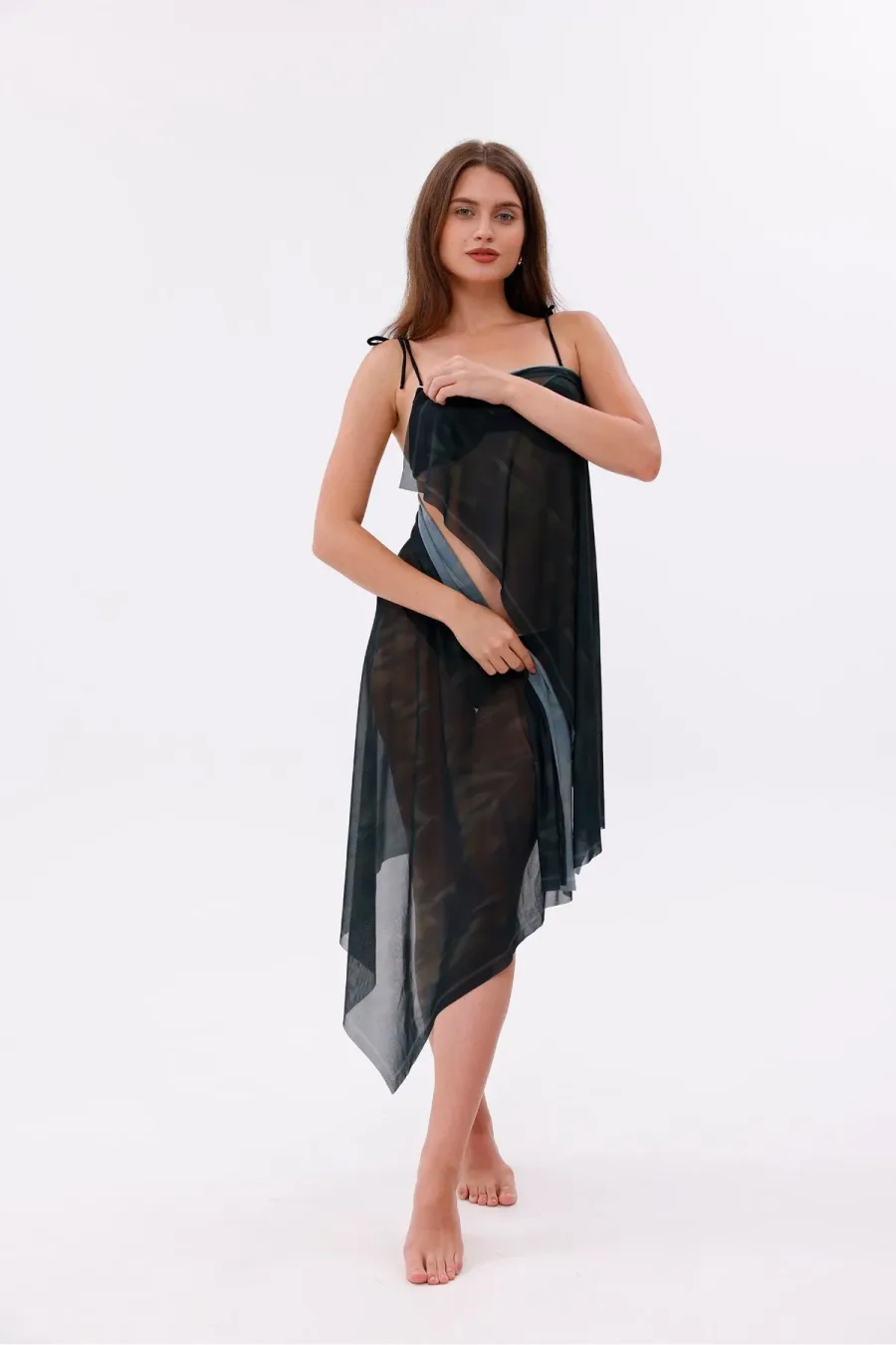 İç Gösterir Transparan Pareo - Gölgeli Zarafet Model 150x95 Cm