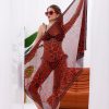İç Gösterir Transparan Pareo - Kırmızı Leopar Model 150x95 Cm