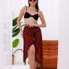 İç Gösterir Transparan Pareo - Kırmızı Leopar Model 150x95 Cm