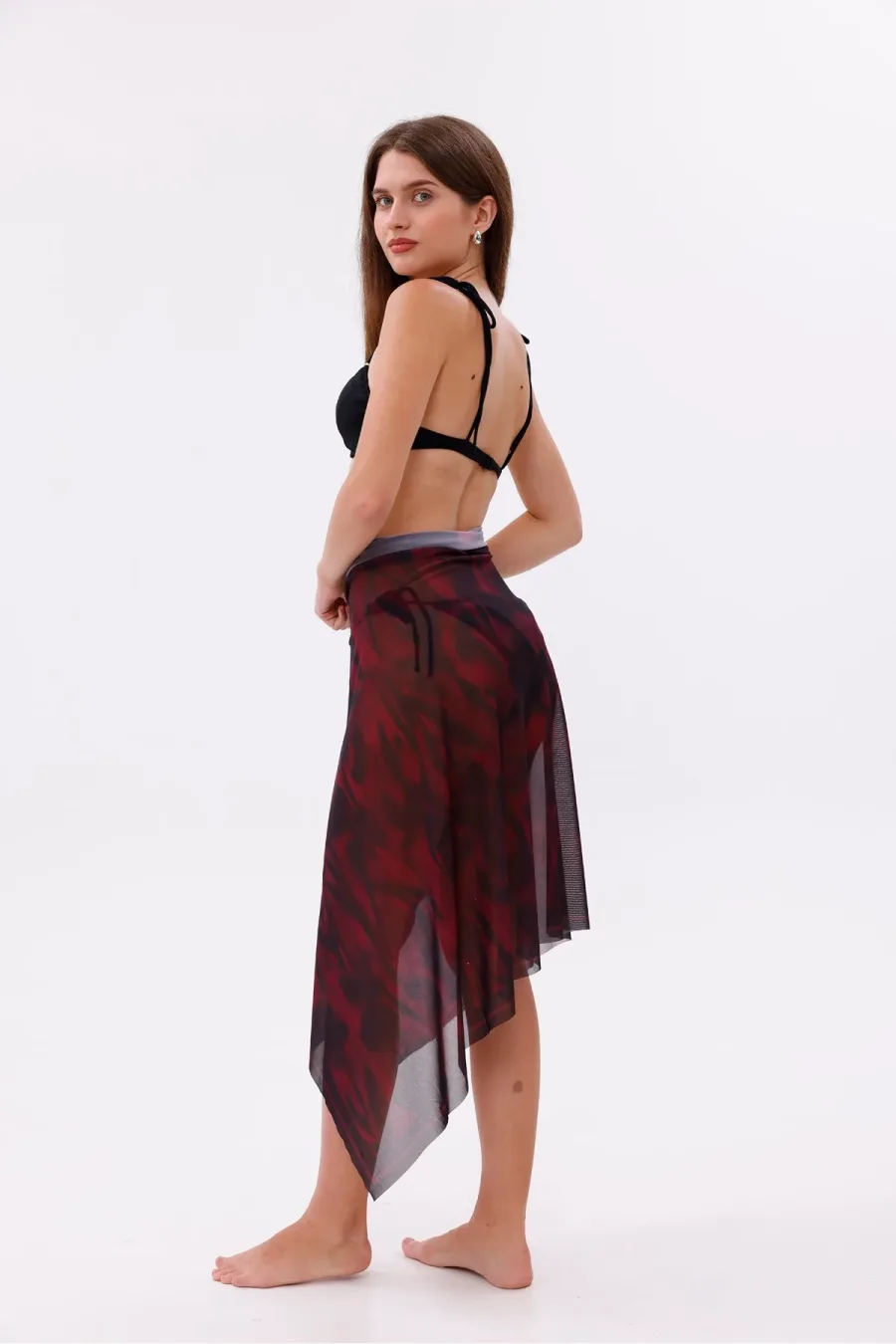 İç Gösterir Transparan Pareo - Kırmızı Sis Model 150x95 Cm