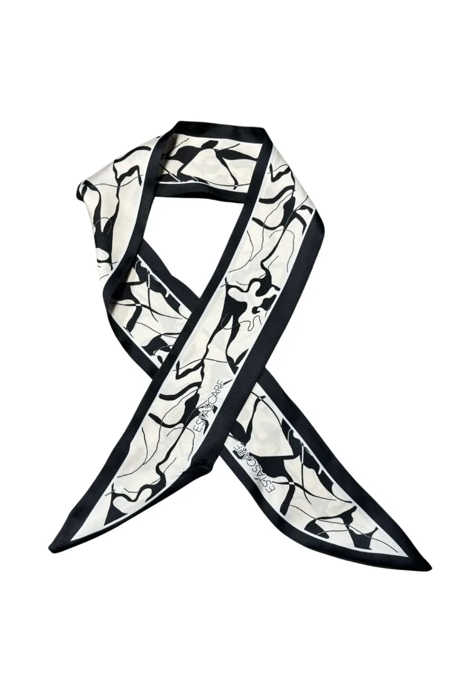 Kadife Çiçek Şeritli Fular Bandana Estascarf 7,5x100cm