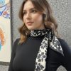 Kadife Çiçek Şeritli Fular Bandana Estascarf 7,5x100cm