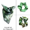 Kadın Dijital Baskılı Göz Fular & Simit Toka Seti – 1 Fular (48×48 cm) + 2 Simit Toka