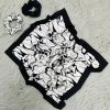 Kadın Dijital Baskılı Mermer Fular & Simit Toka Seti – 1 Fular (48×48 cm) + 2 Simit Toka