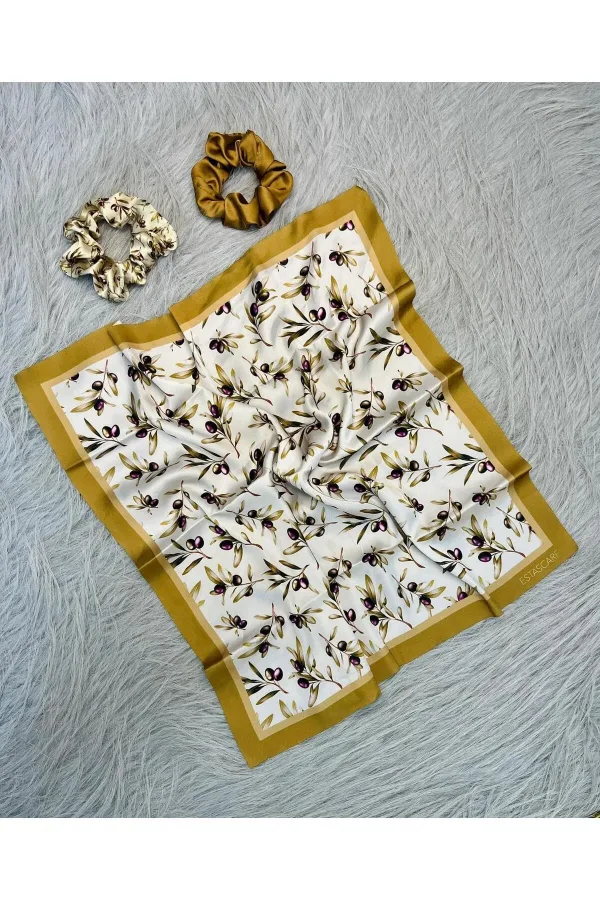 Kadın Dijital Baskılı Zeytin Fular & Simit Toka Seti – 1 Fular (48×48 cm) + 2 Simit Toka Kadın Dijital Baskılı Zeytin Fular & Simit Toka Seti – 1 Fular (48×48 cm) + 2 Simit Toka