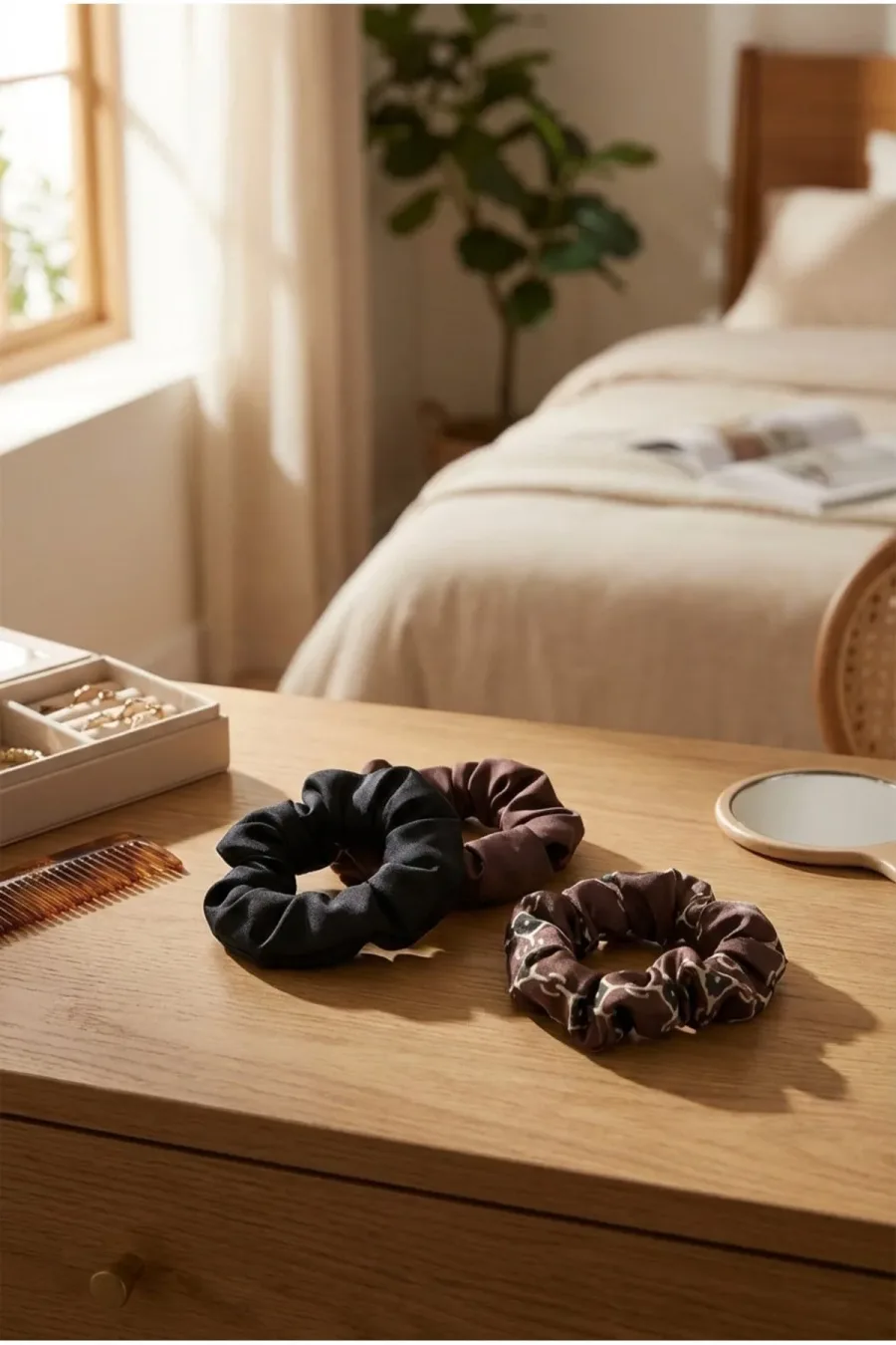 Kadın Fendy Dijital Baskılı Simit Toka 3'lü Set – 10 cm Çap