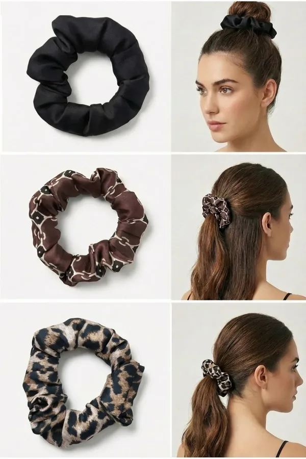 Kadın Leopar Dijital Baskılı Simit Toka 3'lü Set – 10 cm Çap Kadın Leopar Dijital Baskılı Simit Toka 3'lü Set – 10 cm Çap