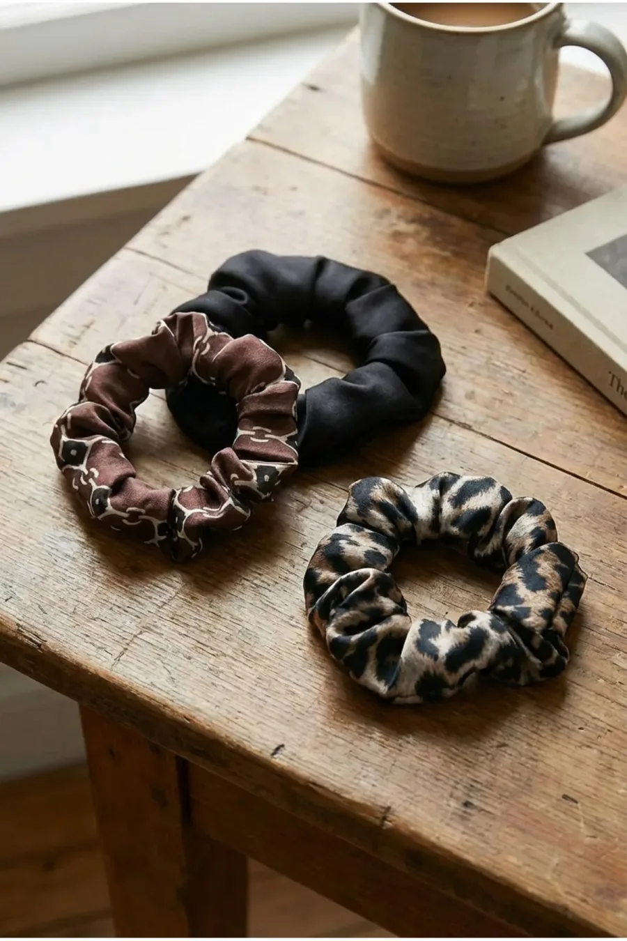 Kadın Leopar Dijital Baskılı Simit Toka 3'lü Set – 10 cm Çap