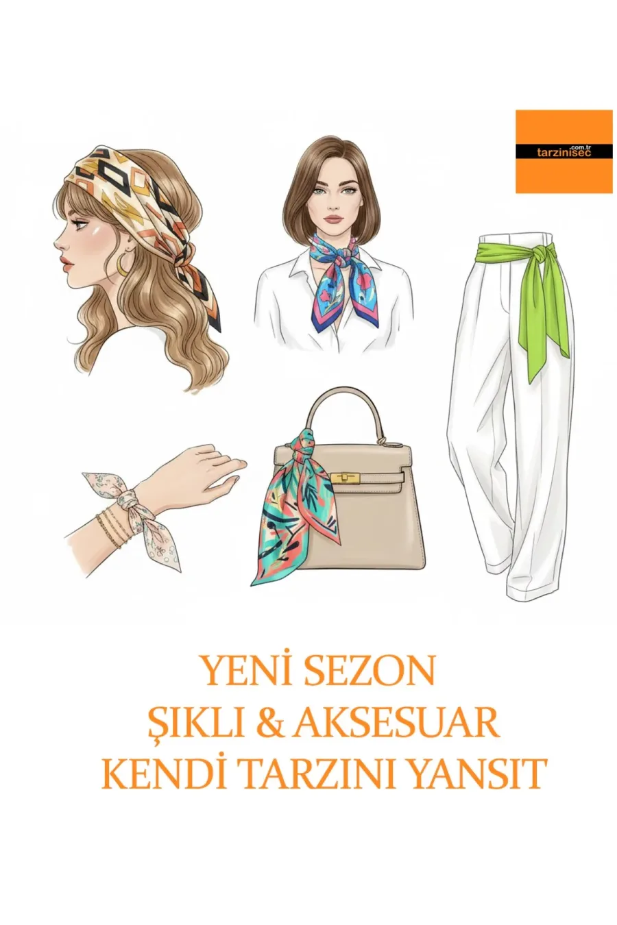 Kahve Zerafeti Fular Bandana Estascarf 100 x 9 cm