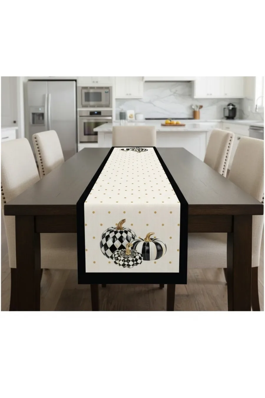Keten Görünümlü Balkabağı Desenli Runner 40x140 Keten Görünümlü Balkabağı Desenli Runner 40x140