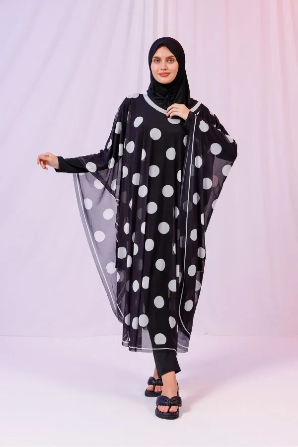 Kimono Pareo - Tesettür Pareo - Puantiyeli Siyah 240x135 Cm Kimono Pareo - Tesettür Pareo - Puantiyeli Siyah 240x135 Cm